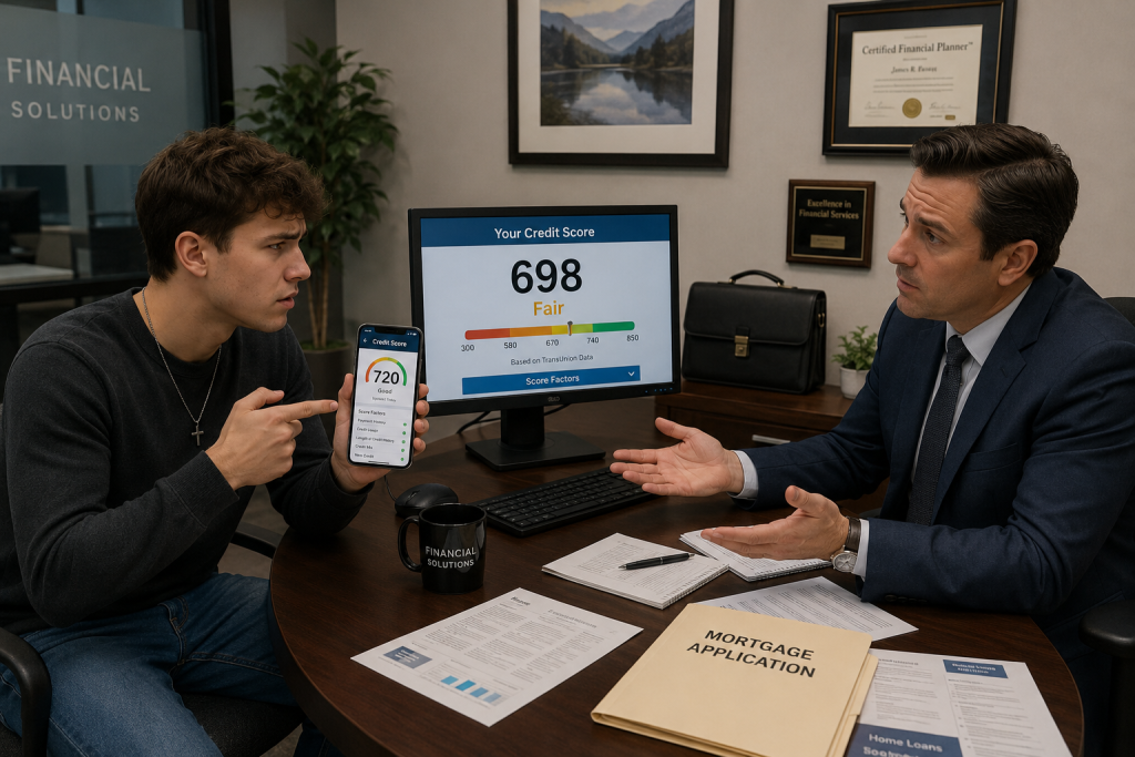 Consumer comparing different credit scores from multiple sources